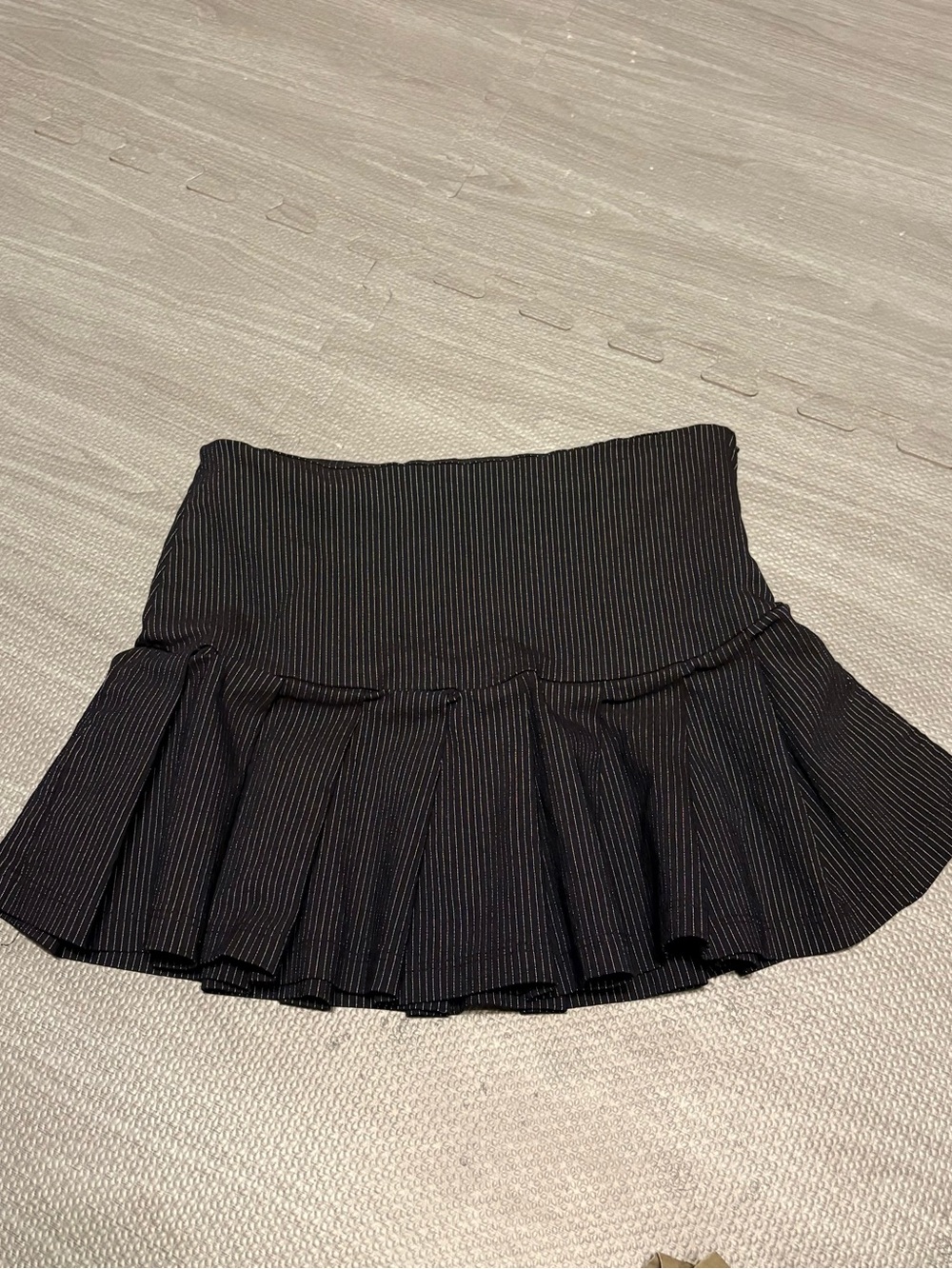 Charlotte Russe Black Pinstripe Pleated Mini Skirt